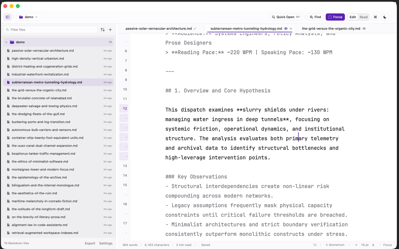 Verso Focus mode with the current paragraph bright